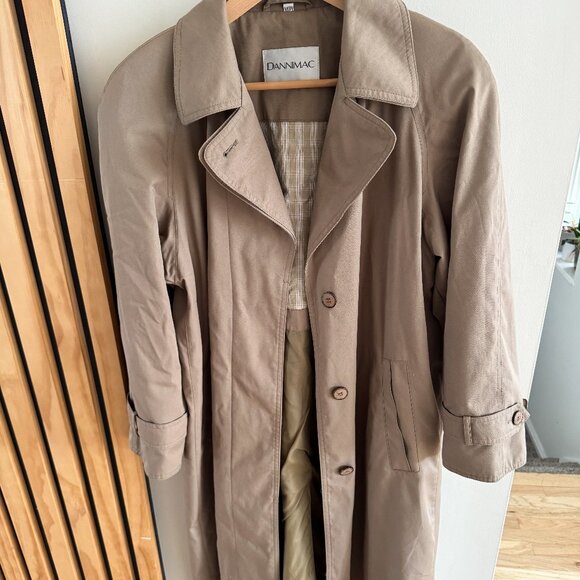 Vintage 1970s Double-breasted Trench Coat with belt Tan Womens Dannimac Rain (M) - Picture 2 of 7